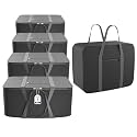 Kuber Industries Pack of 5 Nylon 35L Small Underbed Storage Box | Blanket Storage Bags/Cover Double Bed Storage Containers | Dustproof Storage Bag for Clothes, Documents, Books, Toys | Grey