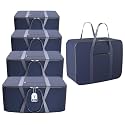 Kuber Industries Pack of 5 Nylon 35L Small Underbed Storage Box | Blanket Storage Bags/Cover Double Bed Storage Containers | Dustproof Storage Bag for Clothes, Documents, Books, Toys | Dark Blue
