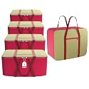 Kuber Industries Pack of 5 Nylon 35L Small Underbed Storage Box|Blanket Storage Bags/Cover Double Bed Storage Containers|Dustproof Storage Bag for Clothes, Documents, Books, Toys|Maroon &amp; Brown