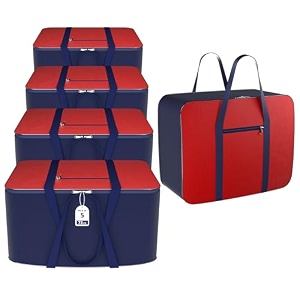 kuber industries underbed storage bagrexine jumbo blanket coverlightweight storage bagfoldable razai bagzipper storage bag for clothes with handlelarge black 27 cm