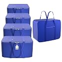 Kuber Industries Pack of 5 Nylon 72L Large King Size Underbed Storage Box | Blanket Storage Bags/Cover Double Bed Storage Containers | Storage Bag for Clothes, Documents, Books, Toys | Blue