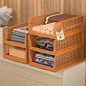 Kuber Industries 2 Pcs Plastic Stackable Cloth Organizer for Storage | Foldable Clothes Rack for Wardrobe | Almirah &amp; Cupboard Organizer for Shirts T-Shirts Dresses Jeans &amp; Pants | Brown