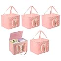 Kuber Industries Premium Kawaii Essentials Caddy Bag | Aesthetic Baskets for New Born Clothes | Cute Stuff Holder &amp; Organizer for Baby Toys, Diaper &amp; Wet Wipes | GM-26-PNK | Pink Rabbit
