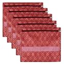 Kuber Industries Pack of 5 Single Saree Bags | Clothes Bags for Storage | Non-Woven Wardrobe Organizer | Mesh Window Cloth Storage Bags Set | Single Packing Saree Bags | Golden-Print | Maroon