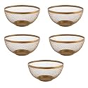 Kuber Industries Pack of 5 Fruit Basket | Stainless Steel Vegetables Strainer | Colander Basket for Pasta-Noodles-Grains | Mesh Basket with Handle | 8 Inch | Silver