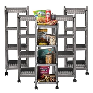 kuber industries storage rack with wheels  3-layer storage organizer rack  multipurpose storage trolley rack for kitchen-home-office  revolving vegetable storage trolley  brown