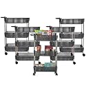 Kuber Industries Storage Rack with Wheels | 3-Layer Storage Organizer Rack | Multipurpose Storage Trolley Rack for Kitchen-Home-office | Revolving Vegetable Storage Trolley | Grey