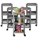 Kuber Industries Storage Rack with Wheels | 3-Layer Storage Organizer Rack | Multipurpose Storage Trolley Rack for Kitchen-Home-office | Revolving Vegetable Storage Trolley | Brown