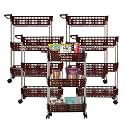 Kuber Industries Pack of 5 Storage Rack with Wheels | 3-Layer Storage Organizer Rack | Revolving Vegetable Rack | Multipurpose Storage Rack for Home &amp; office | Kitchen Spice Rack | Brown