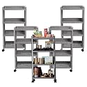 Kuber Industries Storage Rack with Wheels | 3-Layer Storage Organizer Rack | Multipurpose Storage Trolley Rack for Kitchen-Home-office | Revolving Vegetable Storage Trolley | Brown