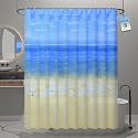 Kuber Industries Pack of 5 Waterproof 71" x 71" Shower Curtains for Bathroom with 12 Rings | Washroom Partition, Screen &amp; Wall Divider Parda for Bathing Privacy | JY-5-2 | Beach Print - Blue
