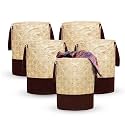 Kuber Industries Pack of 5 Waterproof Canvas Laundry Bag/Hamper|Metalic Printed With Handles|Foldable Bin &amp; 45 Liter Capicity|Size 37 x 37 x 46, (Brown)