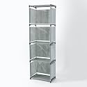 Kuber Industries (Pack of 6) 4 Layer Book Rack | Book Cabinet Shelves for Bedroom Office Living Room | Storage Shelve for Books Storage Organizer | Adjustable Shelf Rack | SJ04G | Grey