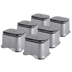 kuber industries pack of 6 anti-slip bathroom stool for bathing  comfortable indoor amp outdoor machiya for sitting  durable adults bath stool amp patla chair for home  check ultra 10- grey