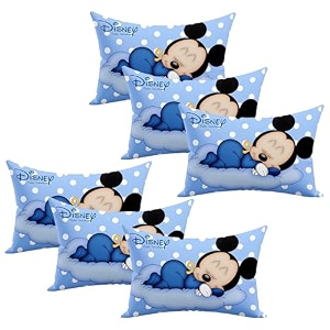 kuber industries 6 pcs kid39s disney mickey mouse pillow for sleeping  cozy amp fluffy super soft pillow  12x18 inches - sky blue