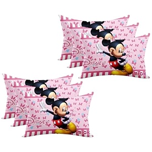 kuber industries pack of 6 kid39s soft pillow for sleeping  disney mickey amp minnie pillow back amp front printed  12x18 inch  pink