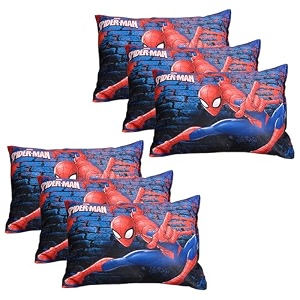 kuber industries pack of 6 baby pillow  marvel spiderman print pillow  soft pillows for sleeping  cozy amp fluffy pillow  12x18 inch  navy blue