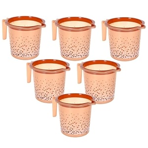 kuber industries pack of 6 bath mug for bathroom  15 ltr  plastic mug for washroom  mug for bathing  multipurpose mug for home use amp kitchen  tinted print-brown