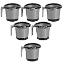 Kuber Industries (Pack of 6) Bath Mug For Bathroom | 1 LTR | Plastic Mug For Washroom | Mug For Bathing | Multipurpose Mug For Home Use &amp; Kitchen | Plain-Grey