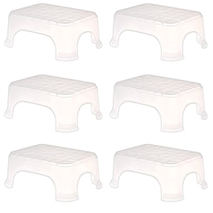 kuber industries pack of 6 bath stool for bathroom  plain square stool  bathroom stool for bathing  plastic stools for sitting  p6  transparent