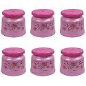 Kuber Industries (Pack of 6) Bath Stool | Bathing Stools for Bathroom | Plastic Stool for Home Use | Sitting Stool for Kitchen | Flower Printed | Pink