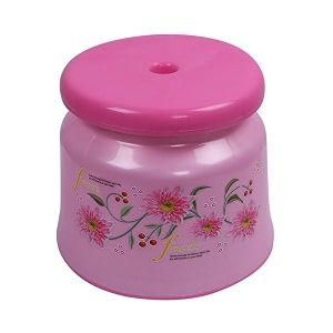 kuber industries bathroom stool  plastic stool for bathroom  stool for sitting  anti -slip with strong bearing  patla for toilet  printed design  pink