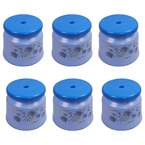 kuber industries pack of 6 bathroom stool  plastic stool for bathroom  stool for sitting  anti -slip with strong bearing  patla for toilet  printed design  blue