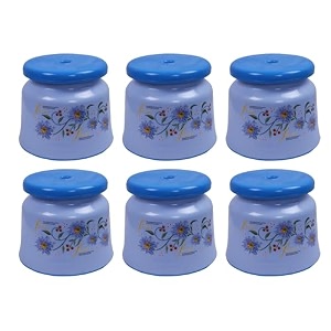 kuber industries pack of 6 bathroom stoolplastic stool for bathroomanti-slip with strong bearingsolid surface amp unbreakable materialblue