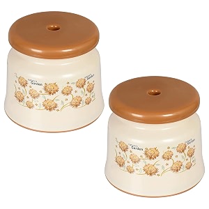 kuber industries pack of 2 bathroom stool  plastic stool for bathroom  stool for sitting  anti -slip with strong bearing  patla for toilet  printed design  cream