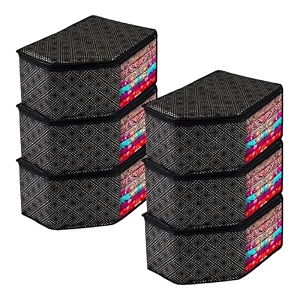 kuber industries pack of 6 blouse cover  golden-dot  clothes storage bag  wardrobe organiser with zipper  side transparent blouse organizer  blouse protector bag  black