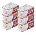 Kuber Industries Non Woven (Pack Of 6) Blouse Cover | Gola-Printed | Clothes Storage Bag | Wardrobe Organiser With Zipper | Side Transparent Blouse Organizer | Blouse Protector Bag | White, 20 Cm