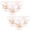 Kuber Industries Pack of 6 Bucket 16 Litre | Balti for Bathroom | Plastic Bucket for Mopping | Water Bucket for Kitchen | Flower Print | White