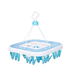 kuber industries plastic 360 degree portable folding clothes drying rack space saving travel rotatable clips green 32 clip kubmart15537