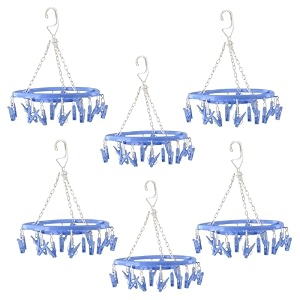 kuber industries cloth drying hanger  24 clips baby drying pegs  360 degree rotatable hanger  clip stand for cloth  folding pink