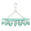 Kuber Industries Cloth Drying Hanger | 32 Clips Baby Drying Pegs | 360 Degree Rotatable Hanger | Clip Stand for Cloth | Rectangular| Green
