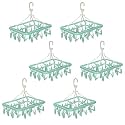 Kuber Industries Plastic 360 Degree Portable Folding Clothes Drying Rack Space Saving Travel Rotatable Clips (Green, 32 Clip, KUBMART15537)