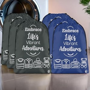 kuber industries pack of 6 cloth storage bag  storage organizer  parachute cloth organizer  waterproof garments cover  travel storage bag for clothing  large  royal blue amp grey