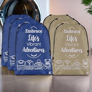 kuber industries pack of 6 cloth storage bag  storage organizer  parachute cloth organizer  waterproof garments cover  travel storage bag for clothing  large  brown amp royal blue