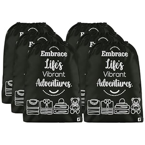kuber industries pack of 6 cloth storage bag  storage organizer  travel cloth carrying bag  garments cover for laundry  travel storage organizer for clothing  large  black
