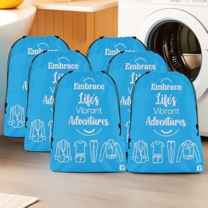 kuber industries pack of 6 cloth storage bag  storage organizer  travel cloth carrying bag  garments cover for laundry  travel storage organizer for clothing  medium  sky blue