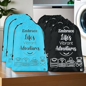 kuber industries pack of 2 cloth storage bag  non-woven storage organizer  travel pouches  cloth carrying bag  garments cover  storage organizer bag for clothing  large  sky blue amp black