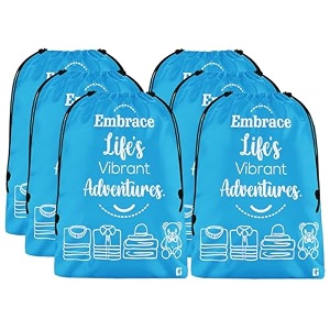 kuber industries pack of 5 cloth storage bag  storage organizer  travel cloth carrying bag  garments cover for laundry  travel storage organizer for clothing  large  sky blue