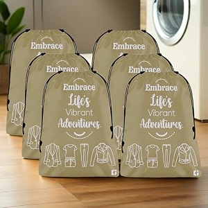 kuber industries pack of 6 cloth storage bag  storage organizer  travel cloth carrying bag  garments cover for laundry  travel storage organizer for clothing  medium  brown