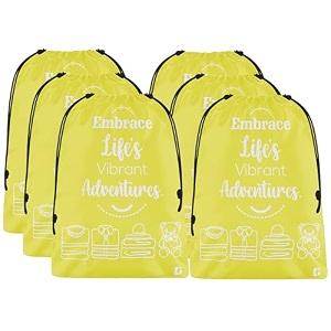 kuber industries pack of 6 cloth storage bag  storage organizer  travel cloth carrying bag  garments cover for laundry  travel storage organizer for clothing  large  yellow