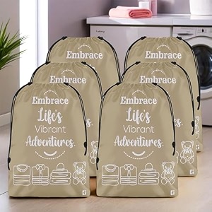 kuber industries pack of 6 cloth storage bag  storage organizer  travel cloth carrying bag  garments cover for laundry  travel storage organizer for clothing  large  brown
