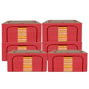 kuber industries 24 liter clothes storage box  foldable steel frame clothes organizer  storage box for wardrobe-saree-shirts and blankets  underbed storage bag  brown