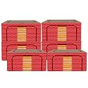 Kuber Industries Pack of 6 Clothes Storage Box | 44 Liter Foldable Steel Frame Clothes Organizer | Storage Box For Wardrobe-Saree-Shirts And Blankets | Storage Bag | Dot Print | Red &amp; Brown