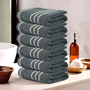 kuber industries pack of 24 cotton face towel  14x21 inch  workout gym napkins  hand towel for men amp woman  quick-drying napkins for travel use  plain crape-dark grey
