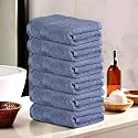Kuber Industries (Pack of 6) Cotton Face Towel | 14x21 Inch | Workout Gym Napkins | Hand Towel for Men &amp; Woman | Quick-Drying Napkins for Travel Use | Check Border | Dark Blue
