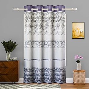 kuber industries 9 feet curtains for living room  door curtains for balcony bedroom amp pooja room  flower print - grey amp cream